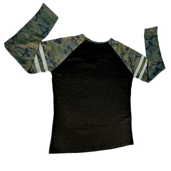 LAT Ladies Gameday Mashup Raglan Long Sleeve Tee Shirt Smoke Camo Size Large - Picture 6 of 10